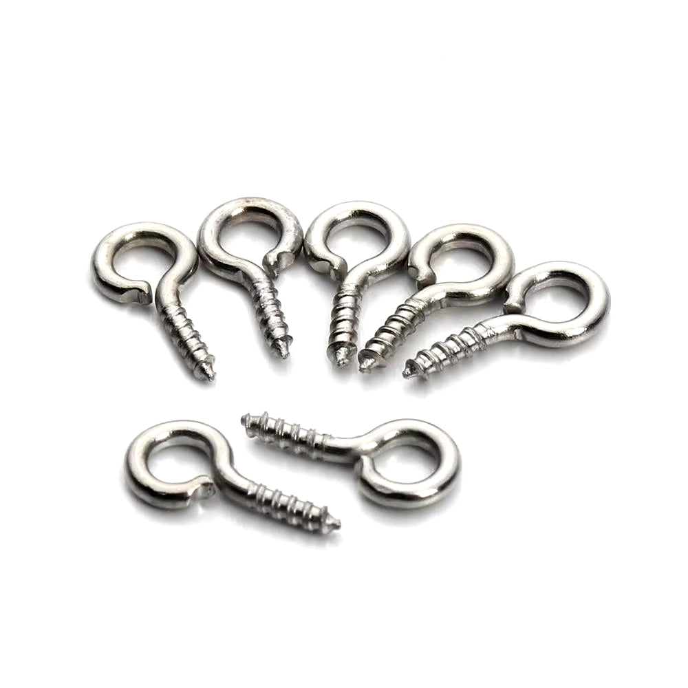 200Pcs Small Tiny Mini Eye Pins Eyepins Hooks Eyelets Screw Threaded Gold Color Clasps Hooks Jewelry Findings for Making DIY