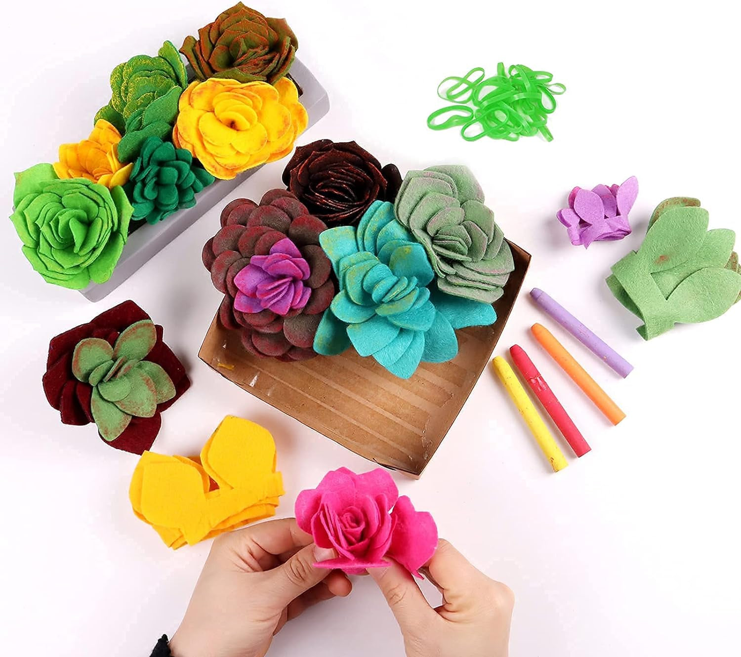 Felt Succulents Craft Kit - Arts and Crafts - DIY Succulent Felt Art Craft - Crafts for Kids Ages 8-12 - Paper Flowers Educational Gifts Table Decor Piece