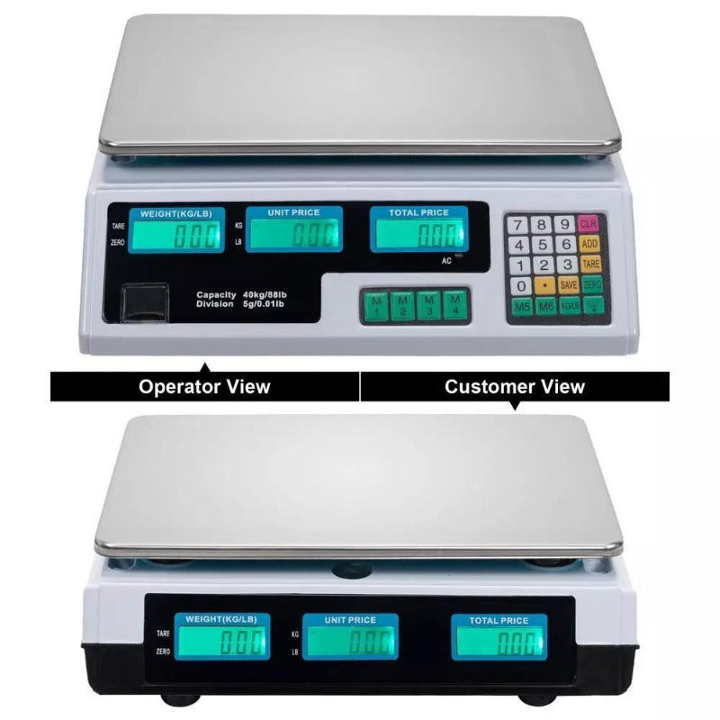 88LB 40KG Digital Price Computing Scale Food Produce Meat Deli Kitchen LB/KG