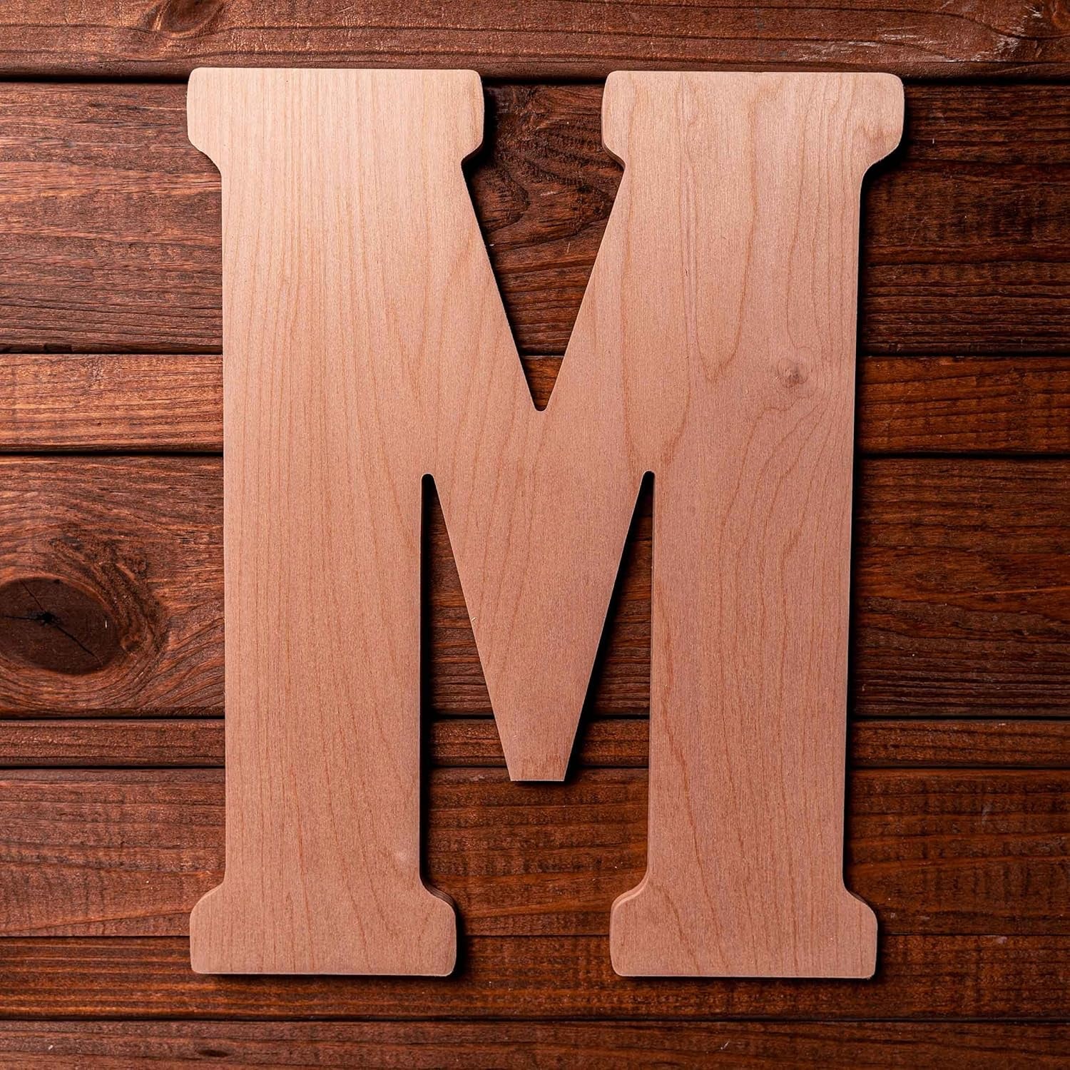 10 In. Letter M, Unfinished Vintage Monogram Wood Letter. for Your DIY Decor Such as Door Hanger, Wall Decor, Alphabet for Birthday, Wedding (M)