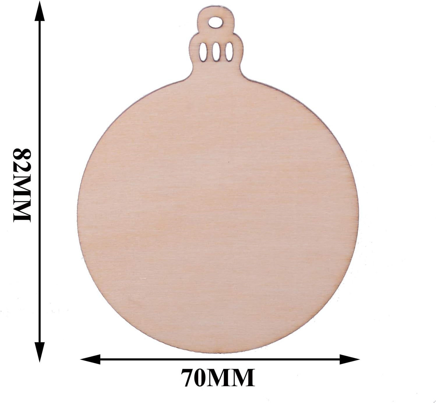 Pack of 50 Wooden Crafts to Paint 2.75 Inch Christmas Tree Hanging Ornaments Unfinished Wood Cutouts Christmas Decoration DIY Crafts (Wooden round Cutouts)