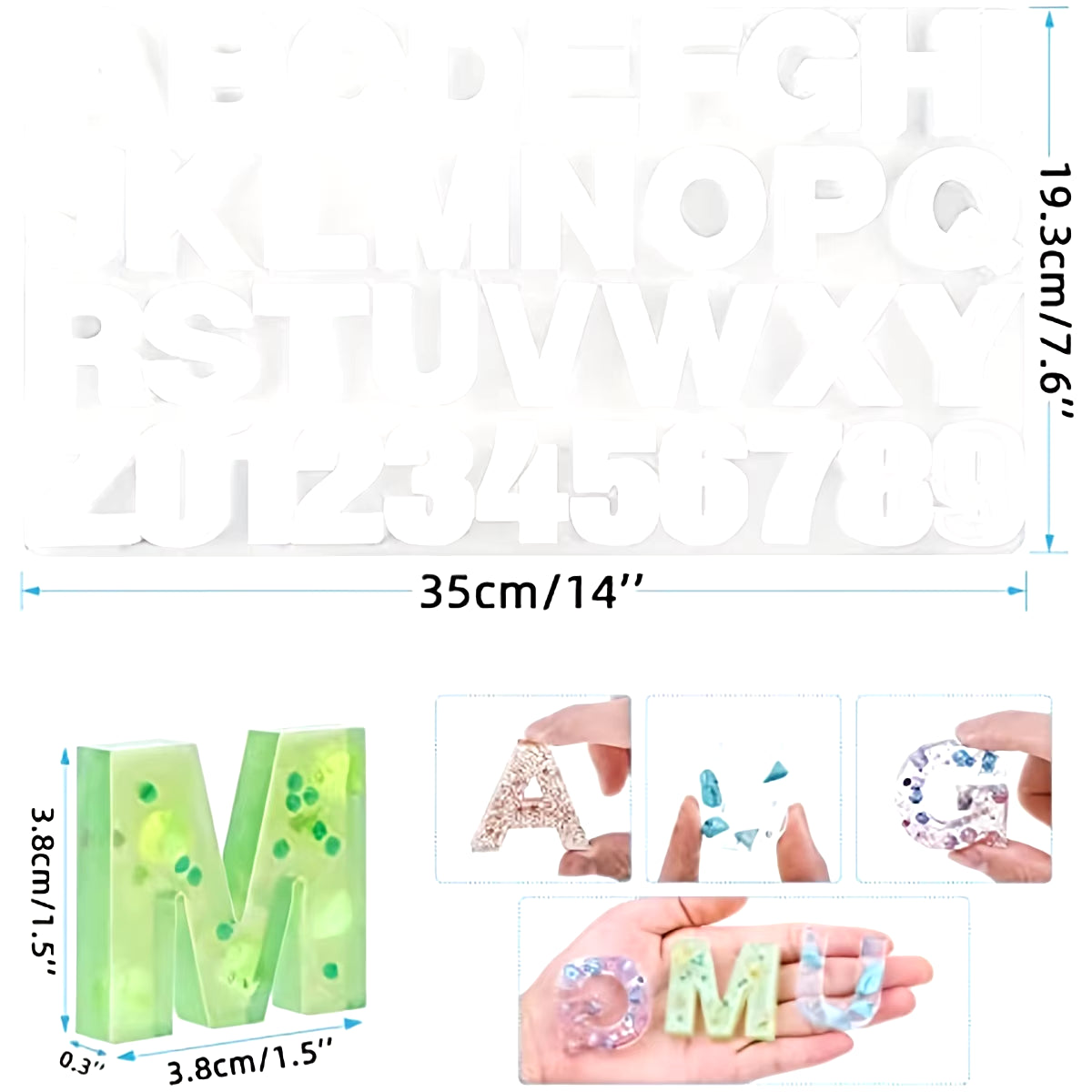 Silicone Alphabet Resin Molds, Digital Alphabet Jewelry, Silicone Resin Molds, Chocolate Alphabet Molds, for DIY Craft Casting