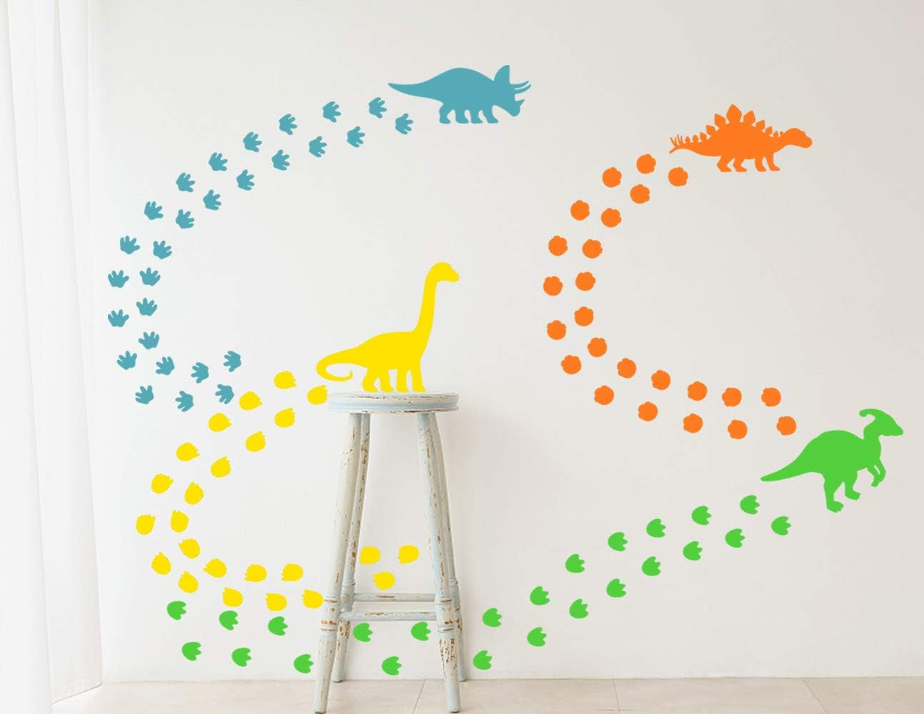 Dinosaur Wall Decals Dinosaur Footprints Wall Decals Dinosaur Tracks Decals Kids Room Wall Decals Removable Peel and Stick Wall Decals