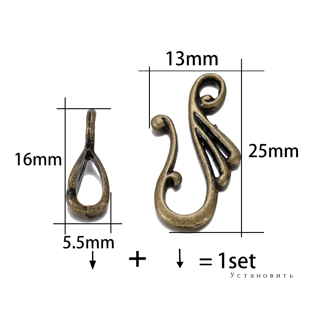 10Pcs Antique Bronze Gold Musical Note Shape Zinc Alloy Toggle Clasps Hooks for Necklace Bracelet Jewelry Making Supplies DIY