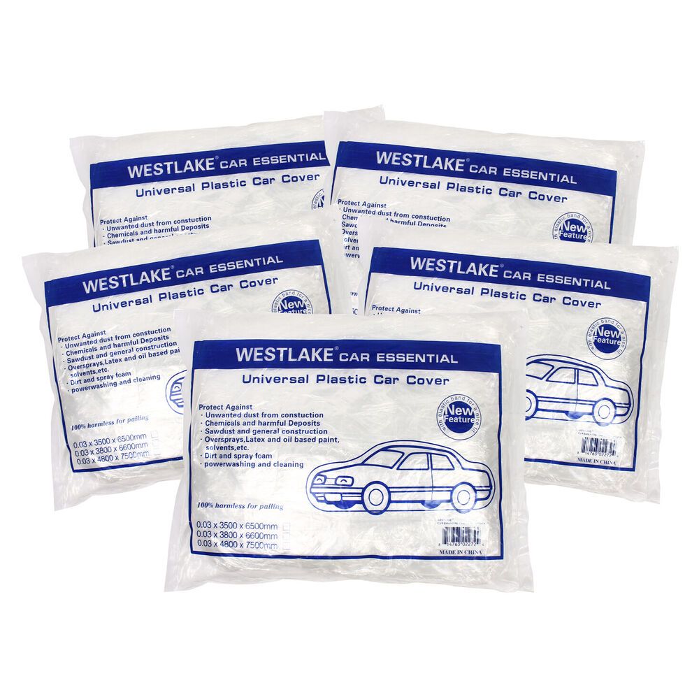 5 PACK Clear Plastic Disposable Car Cover Temporary Universal Rain Dust Garage