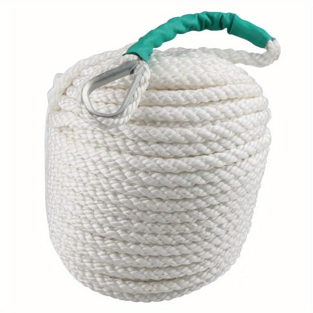 1/2" x 100' 3-Strand Nylon Anchor Rope w/ Thimble - 6250LB Boat Rigging Line