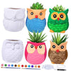 6 Sets DIY Ceramic Owl Succulent Pots Figurines Paint Craft Kit Unpainted