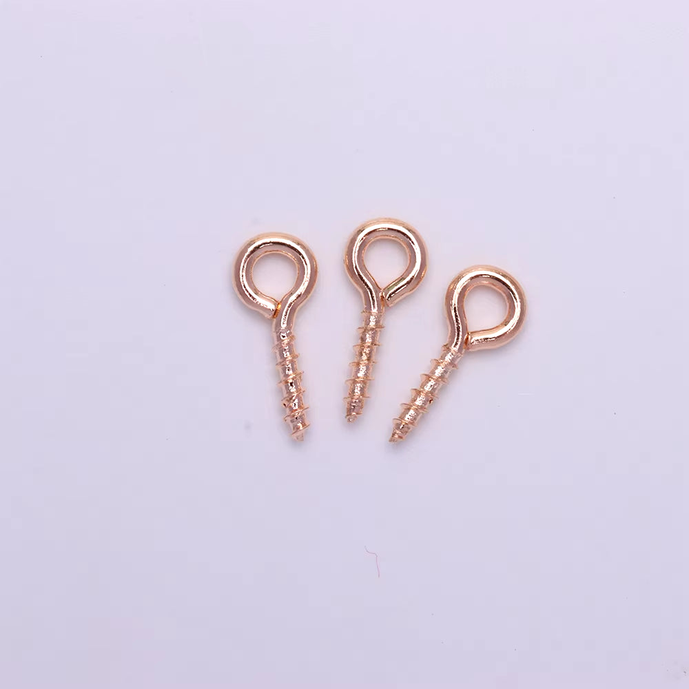 200Pcs Small Tiny Mini Eye Pins Eyepins Hooks Eyelets Screw Threaded Gold Color Clasps Hooks Jewelry Findings for Making DIY