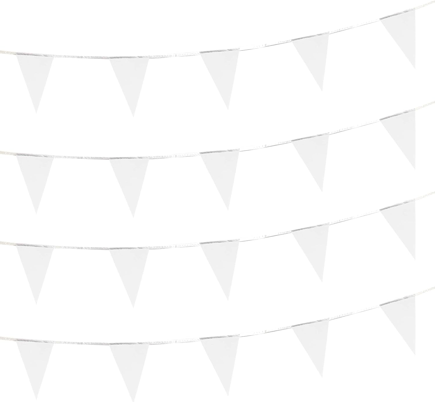 100 Feet Solid White Pennant Banner Flags String Triangle Bunting Flags,Decorations for Grand Opening,Birthday Party,Festival Celebration