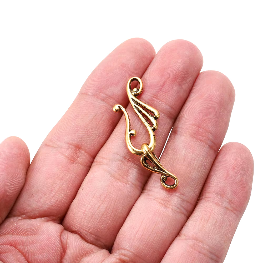 10Pcs Antique Bronze Gold Musical Note Shape Zinc Alloy Toggle Clasps Hooks for Necklace Bracelet Jewelry Making Supplies DIY