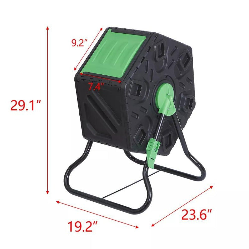 2PCS - 37Gal Large Chamber Compost Tumbler Composter w/ 2 Sliding Doors 360° Fast