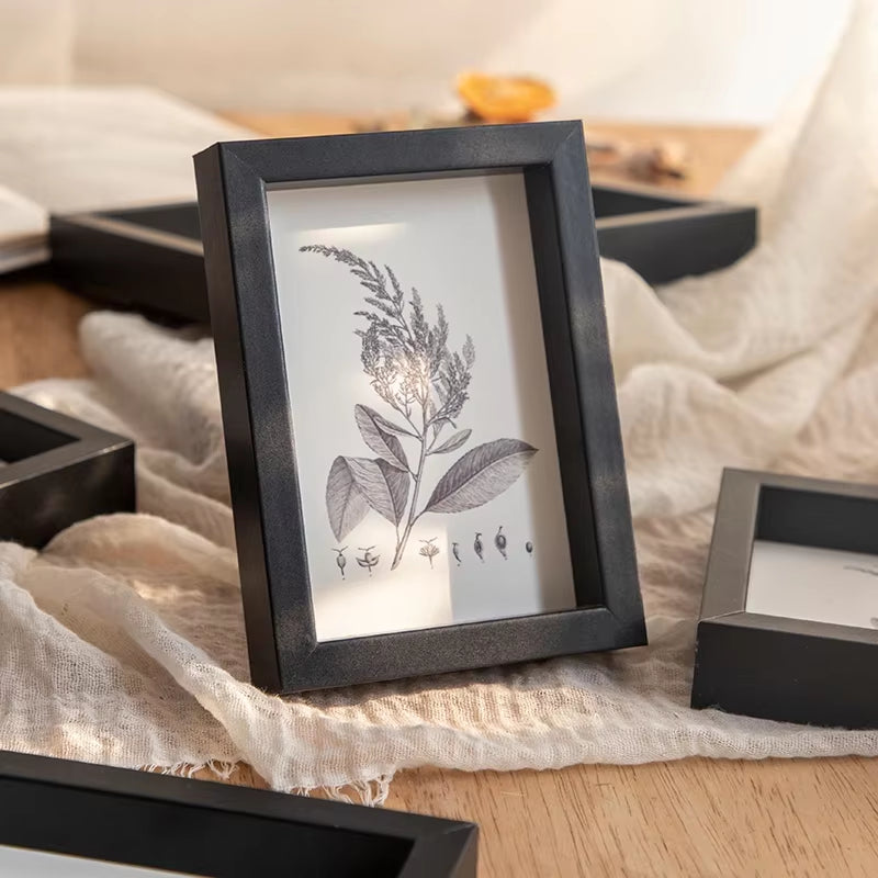 Wooden Photo Frame Picture Frames Shadow Box Frame Wall Photo Card Holder Certificate Specimen Dry Flower Holder Desktop Decor