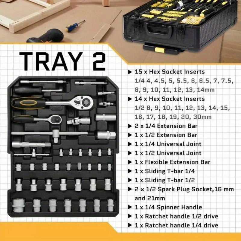 799 Pieces Tool Set Mechanic Tool Kit Wrench Socket With Trolley Case