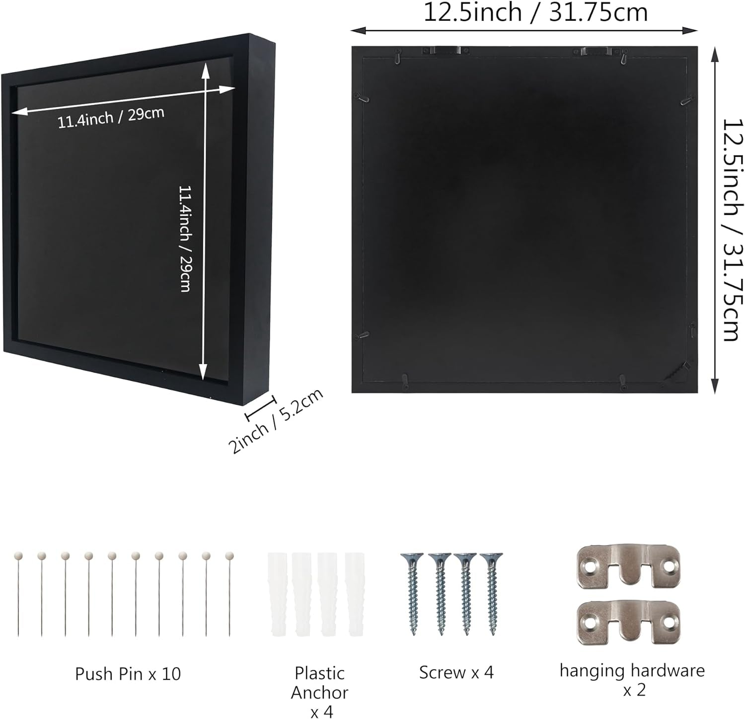 12"X12" Graduation Cap Shadow Box Frame Wood Display Case with Stick Pins & Hanging Hardware