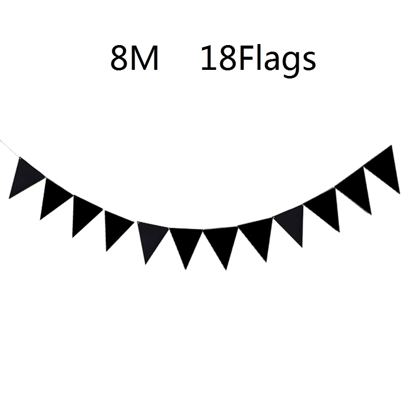 New 18 Flags 8M 12 Flags 4M Handmade Halloween Black Bunting Pennant Flags Banner Garland Home Party DIY Decoration Anniversaire