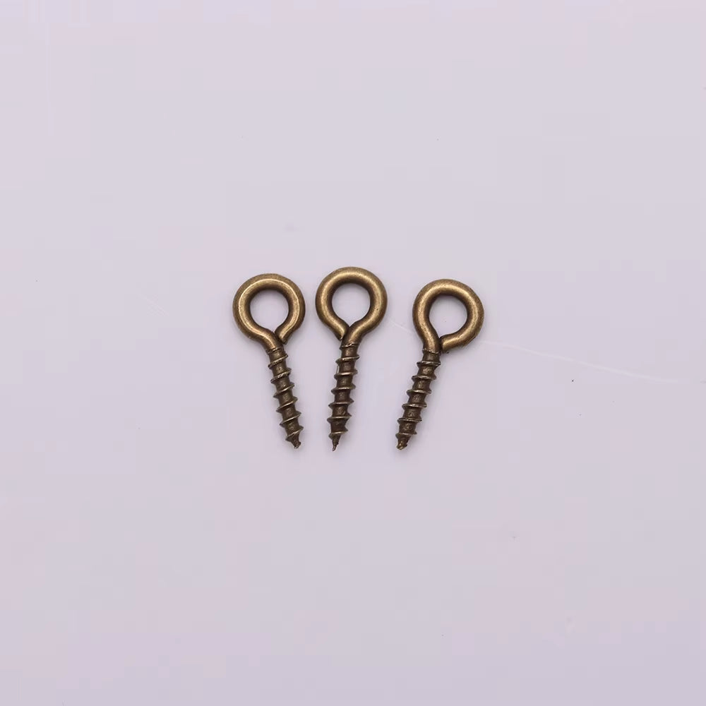 200Pcs Small Tiny Mini Eye Pins Eyepins Hooks Eyelets Screw Threaded Gold Color Clasps Hooks Jewelry Findings for Making DIY