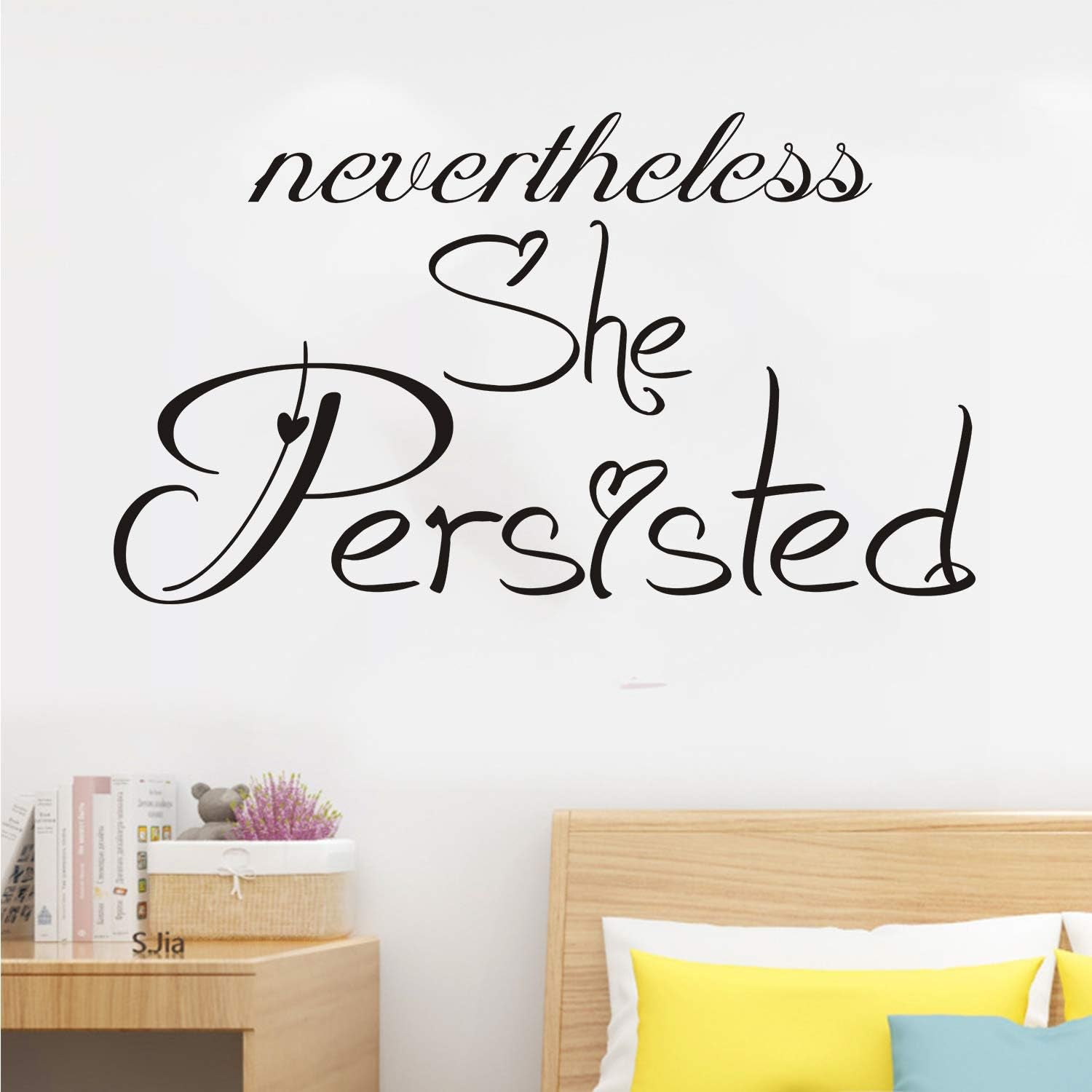 Wall Decals for Women, Quotes Wall Decal, Inspirational Motivational Living Room Bedroom Office Work Words Girls Female Apartment Vinyl Art Home Decor Stickers Nevertheless She Persisted 21"X12"