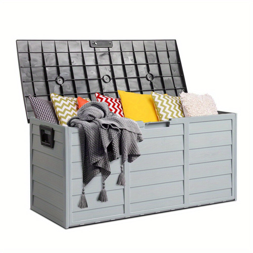 All Weather UV Swimming Pool Deck Box Storage Shed Backyard Patio Outdoor with Wheels