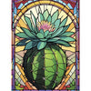 Diamond Painting Kits for Adults, 5D DIY Diamond Art Kit for Beginners, Full Diamond Diamond Painting Kit for Home Wall Decoration, Stained Glass Cactus Flower 12X16 Inches