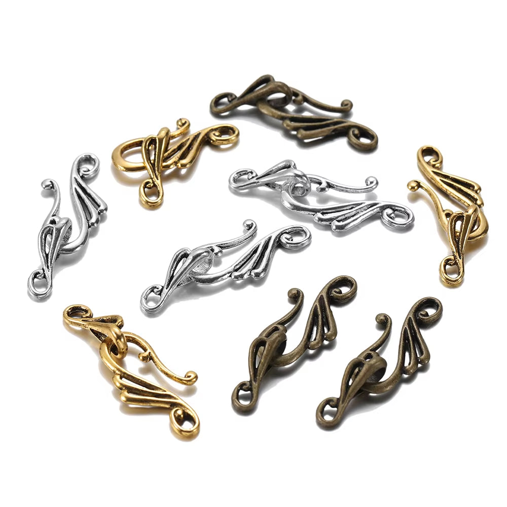 10Pcs Antique Bronze Gold Musical Note Shape Zinc Alloy Toggle Clasps Hooks for Necklace Bracelet Jewelry Making Supplies DIY