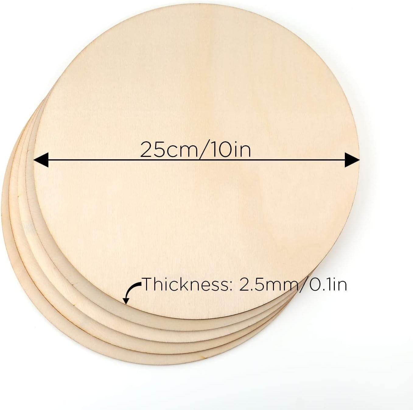 10 Inch Pack of 5 Wooden Discs round Unfinished Wooden Discs Cutouts for DIY Wooden Circle Sign