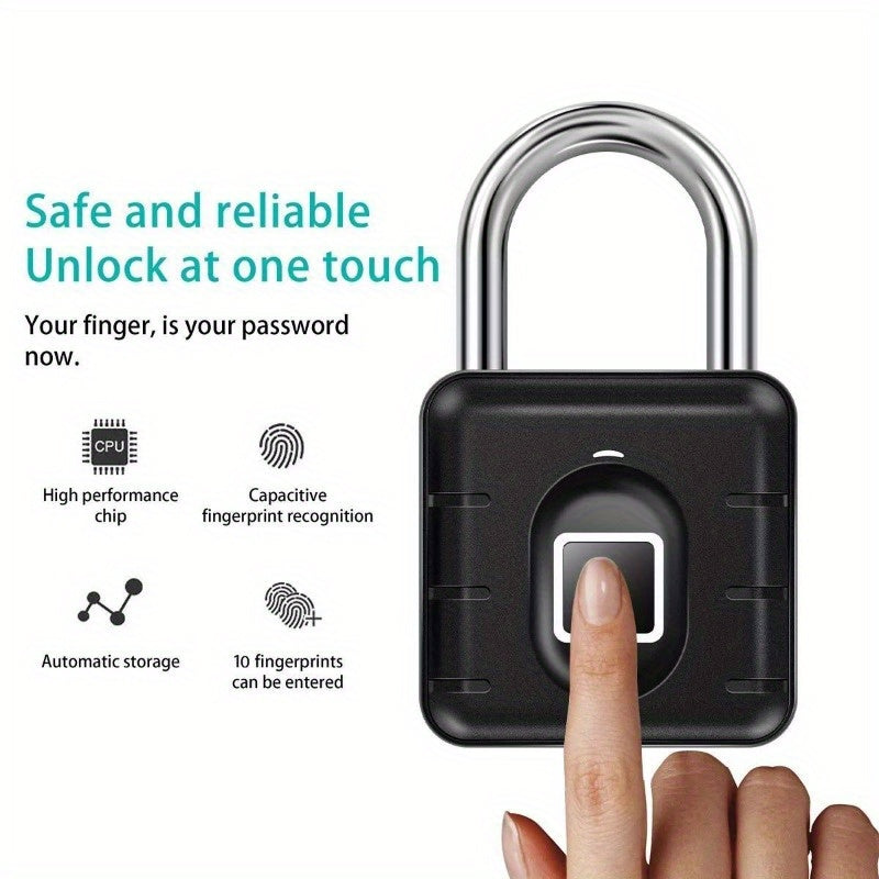IP67 Waterproof Bluetooth Fingerprint Padlock – Keyless Smart Lock for iOS & Android with App Control & USB Rechargeable Battery