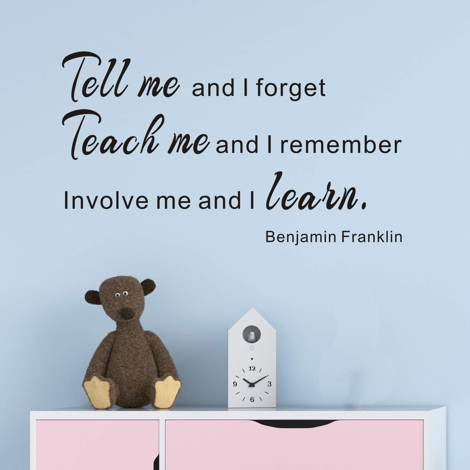 Wall Decals for Kids, Classroom Wall Decals, Quotes Nursery School Children Baby Home Art Decor Vinyl Wall Stickers Tell Me and I Forget Teach Me and I Remember Involve Me and I Learn 21"X12"