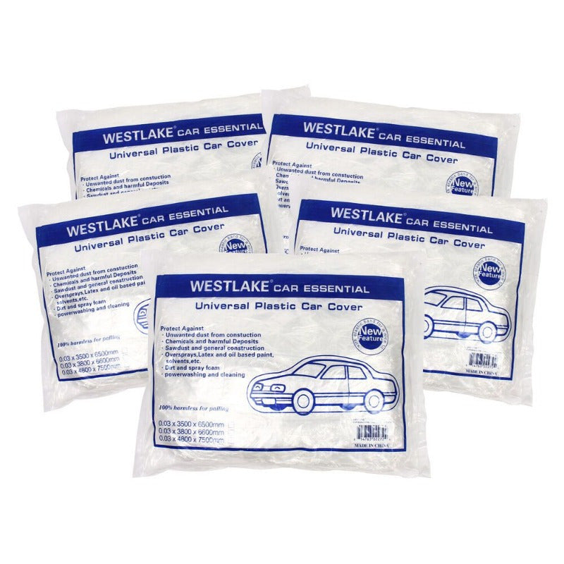 5 PACK Clear Plastic Disposable Car Cover Temporary Universal Rain Dust Garage
