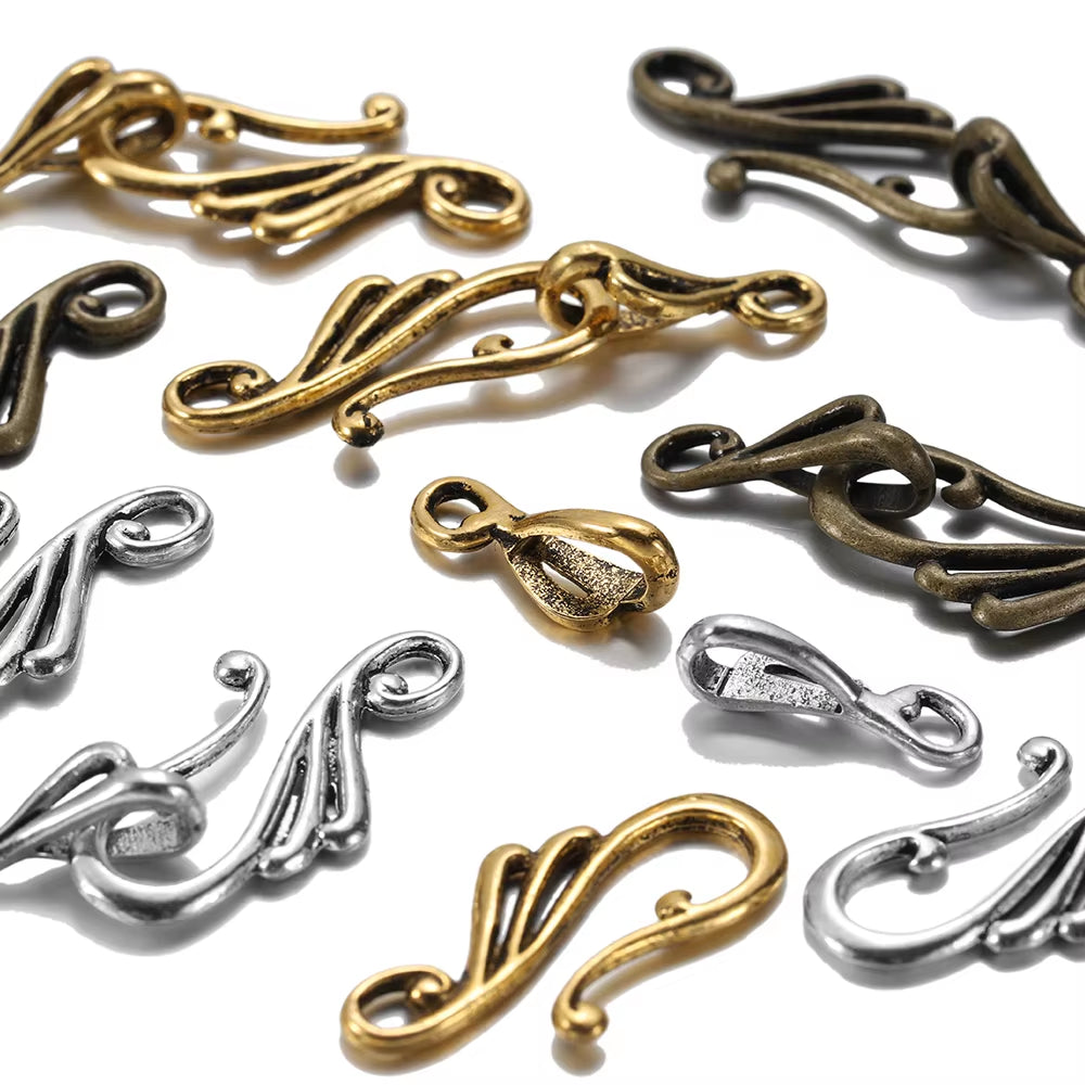 10Pcs Antique Bronze Gold Musical Note Shape Zinc Alloy Toggle Clasps Hooks for Necklace Bracelet Jewelry Making Supplies DIY