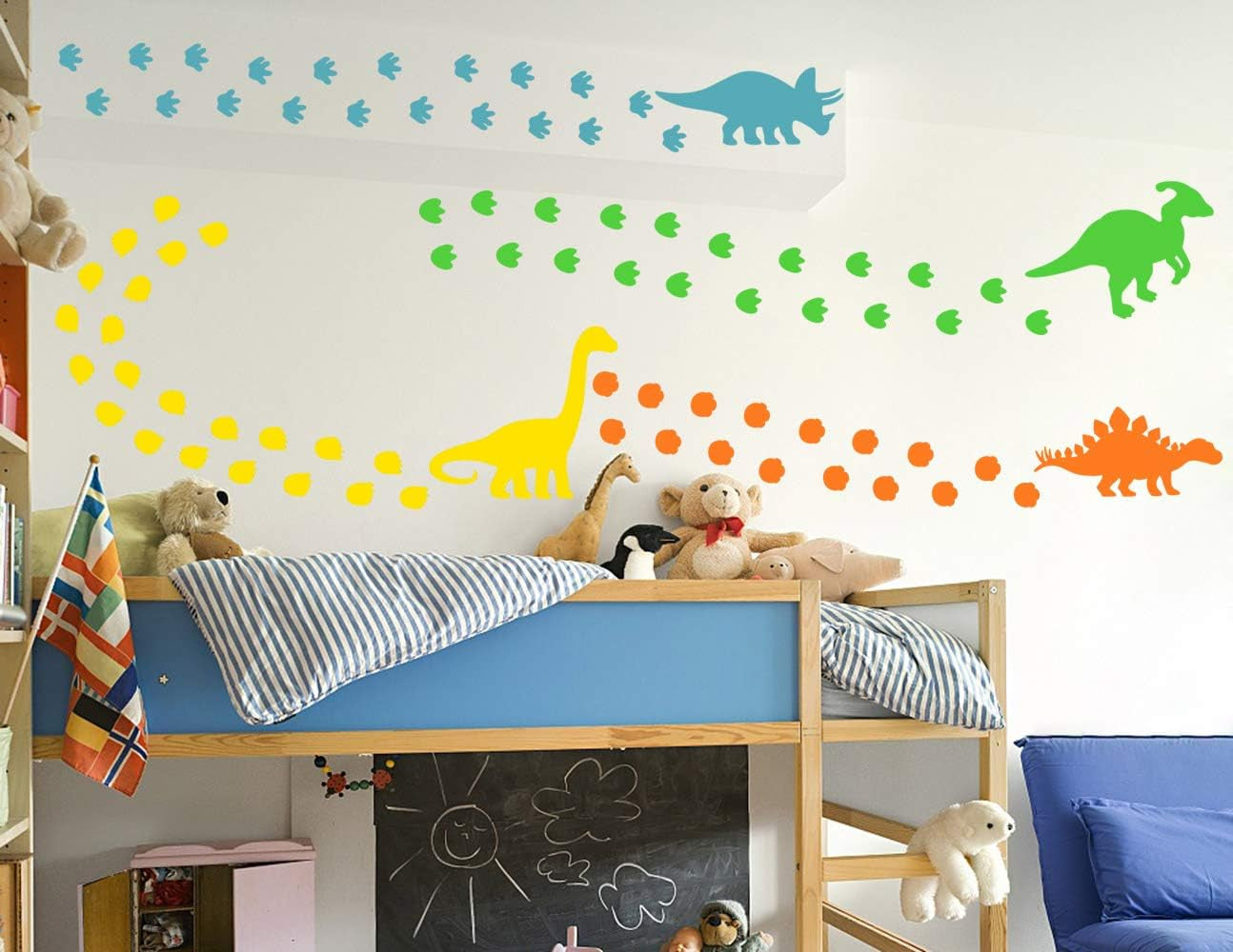 Dinosaur Wall Decals Dinosaur Footprints Wall Decals Dinosaur Tracks Decals Kids Room Wall Decals Removable Peel and Stick Wall Decals