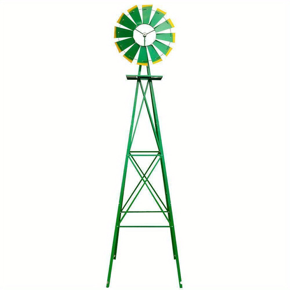 8 FT Metal Windmill Yard Garden Decoration Weather Rust Resistant Pinwheel