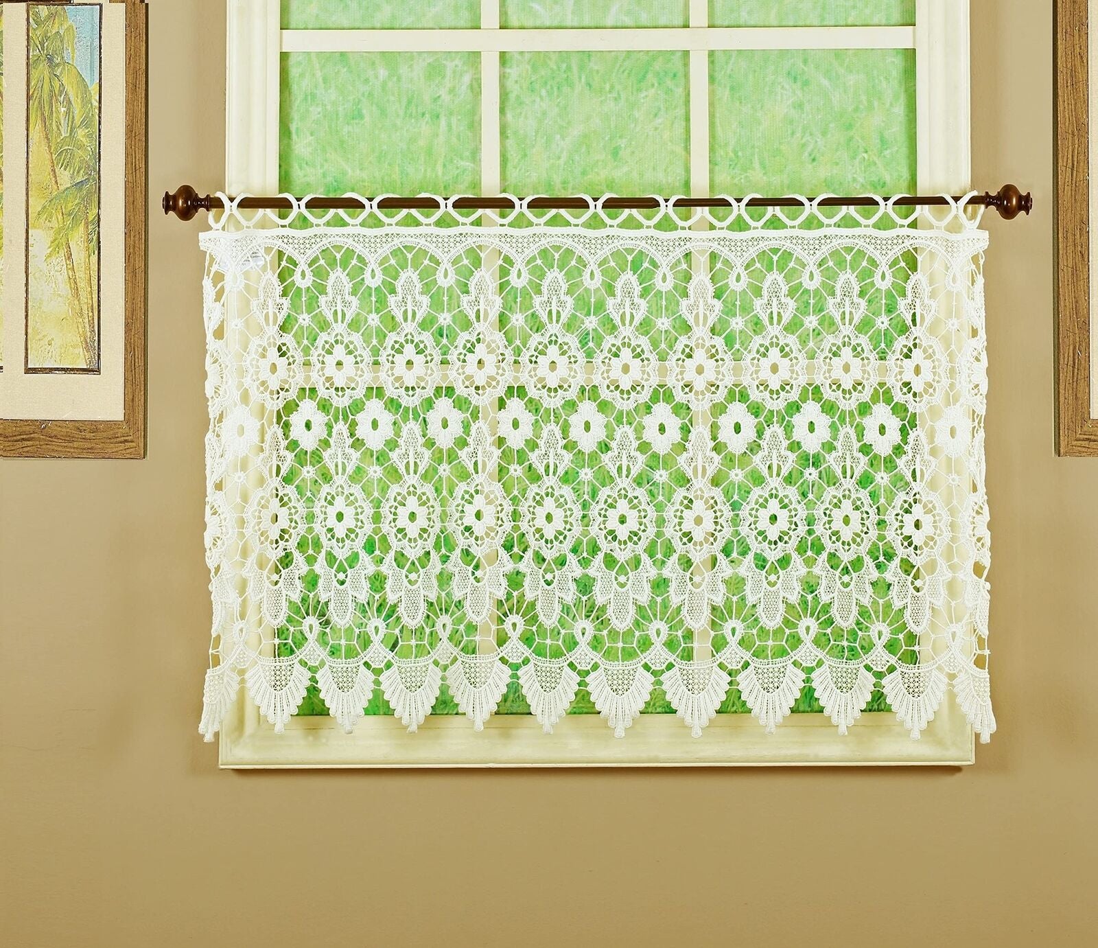 Today'S Curtain Medallion Macramé Tier 24",Ecru, 35W X 24L Ecru