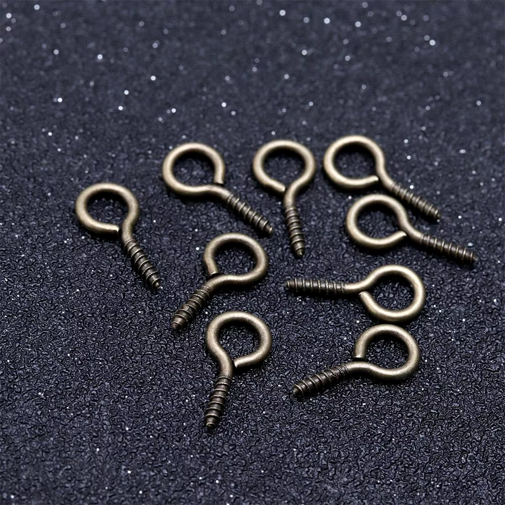 200Pcs Small Tiny Mini Eye Pins Eyepins Hooks Eyelets Screw Threaded Gold Color Clasps Hooks Jewelry Findings for Making DIY