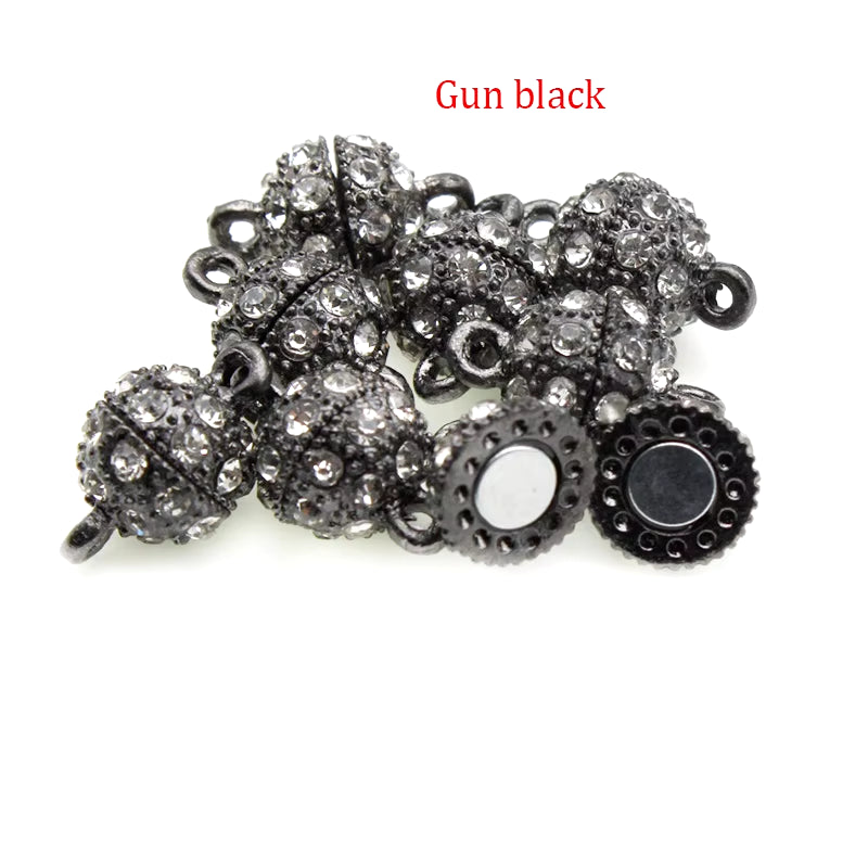 10Pcs Rhinestone Paved round Ball Magnet Clasps Hooks Bracelet Necklace Strong Magnetic Connectors Clasps for DIY Jewelry Making