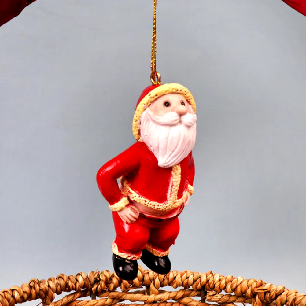 Playful Santa Claus Resin Pendant Naked Butt Santa Christmas Ornaments Chirstmas Tree Hanging Pendants Xmas Decoration for Home