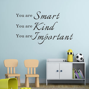 Wall Stickers, Kids Wall Stickers, (Easy to Install), Wall Decals Quotes Inspirational Boys Girls Baby Living Room Bedrooms Nursery Office Teens Words Signs Home Art Decor Vinyl, You Are Smart 21"X12"