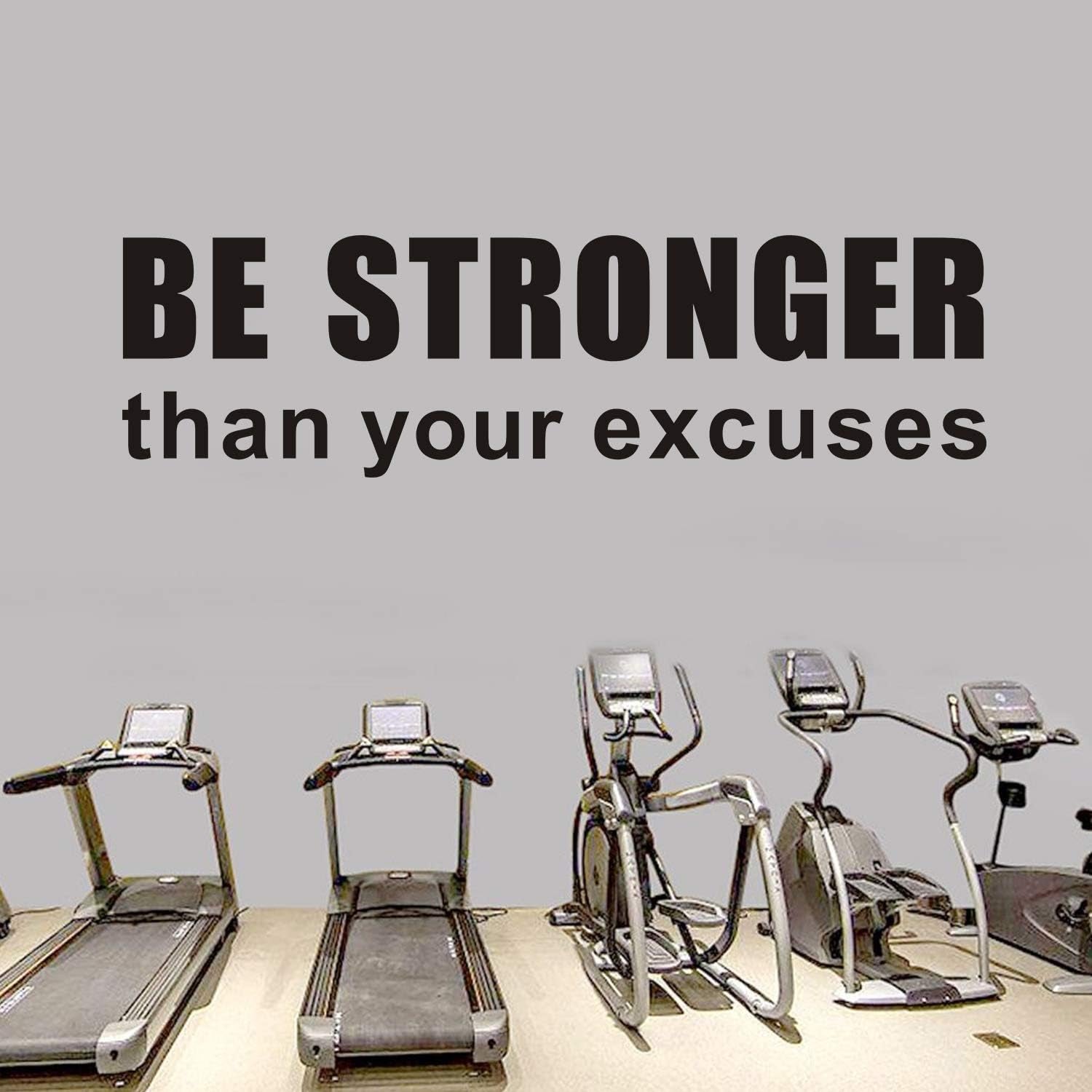 Quote Wall Decals, Gym Wall Decal, Inspirational Living Room Bedroom Motivation Workout Fitness Sports Exercise Boys Girls Vinyl Art Home Decor Stickers Be Stronger than Your Excuses