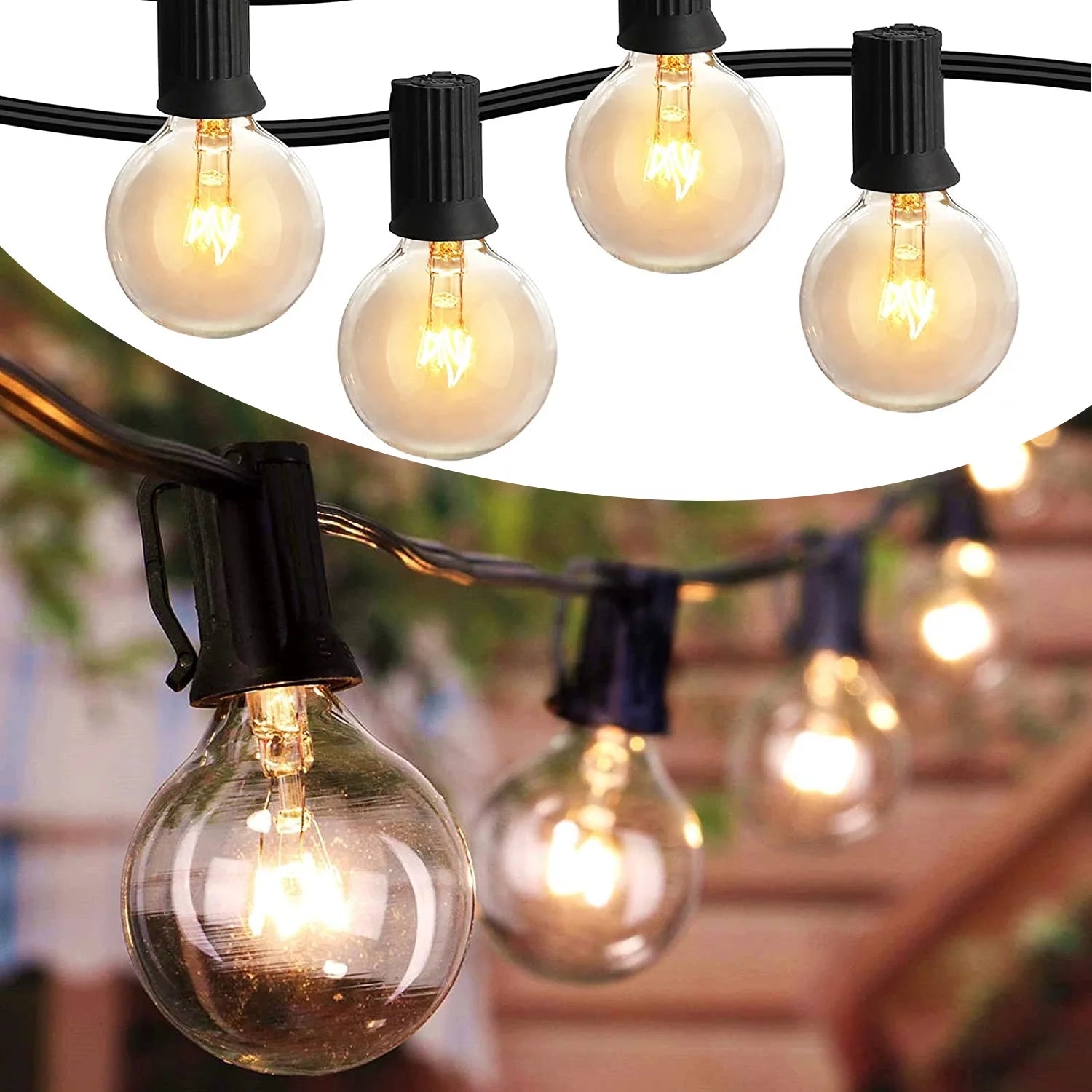 Outdoor String Lights, 25FT String Lightsg40 Globe with 27 Shatterproof Waterproof Bulbs,Hanging Lights Patio Decor for Backyard Porch Party Garden Wedding Outdoor Indoor Decor