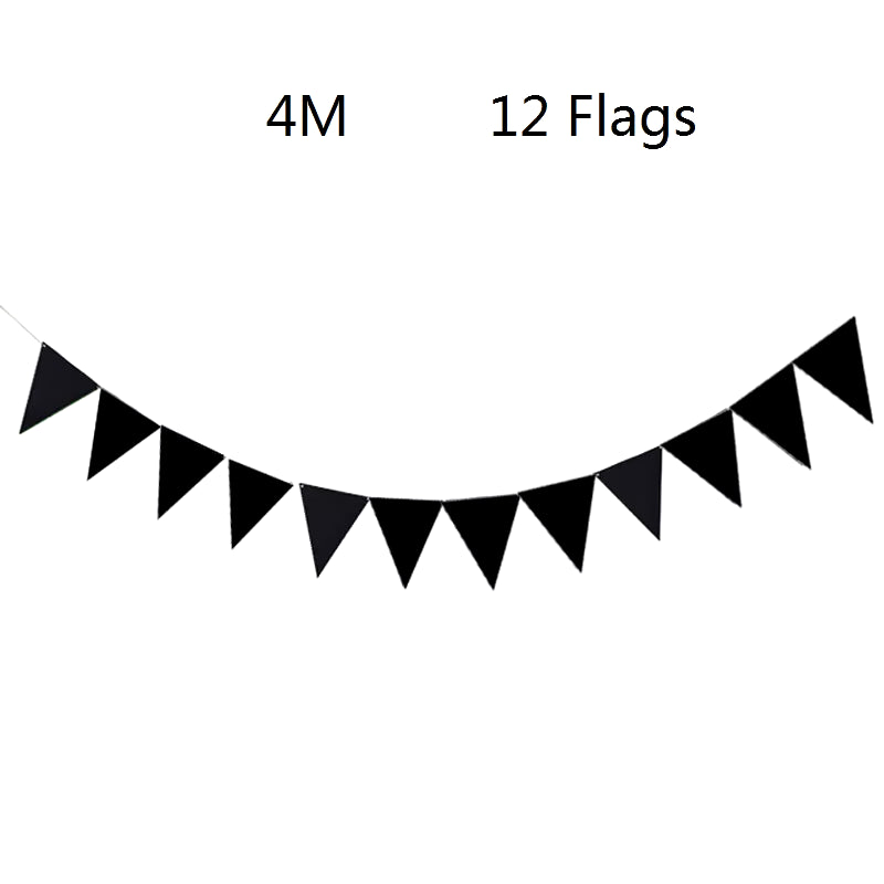 New 18 Flags 8M 12 Flags 4M Handmade Halloween Black Bunting Pennant Flags Banner Garland Home Party DIY Decoration Anniversaire