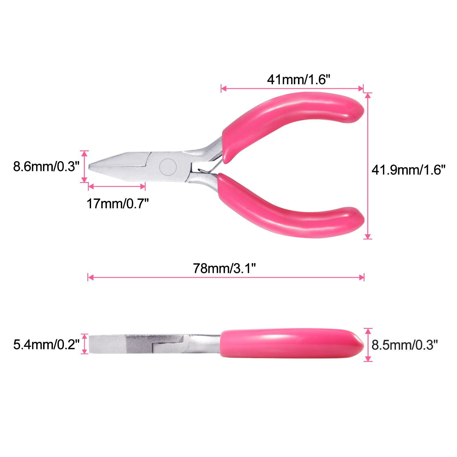 Mini Flat Nose Pliers, 3" Duckbill Pliers with Pink PVC Handle, Jewelry Pliers for Beading Jewelry Making Wire Wrapping DIY Craft Hobby Supplies