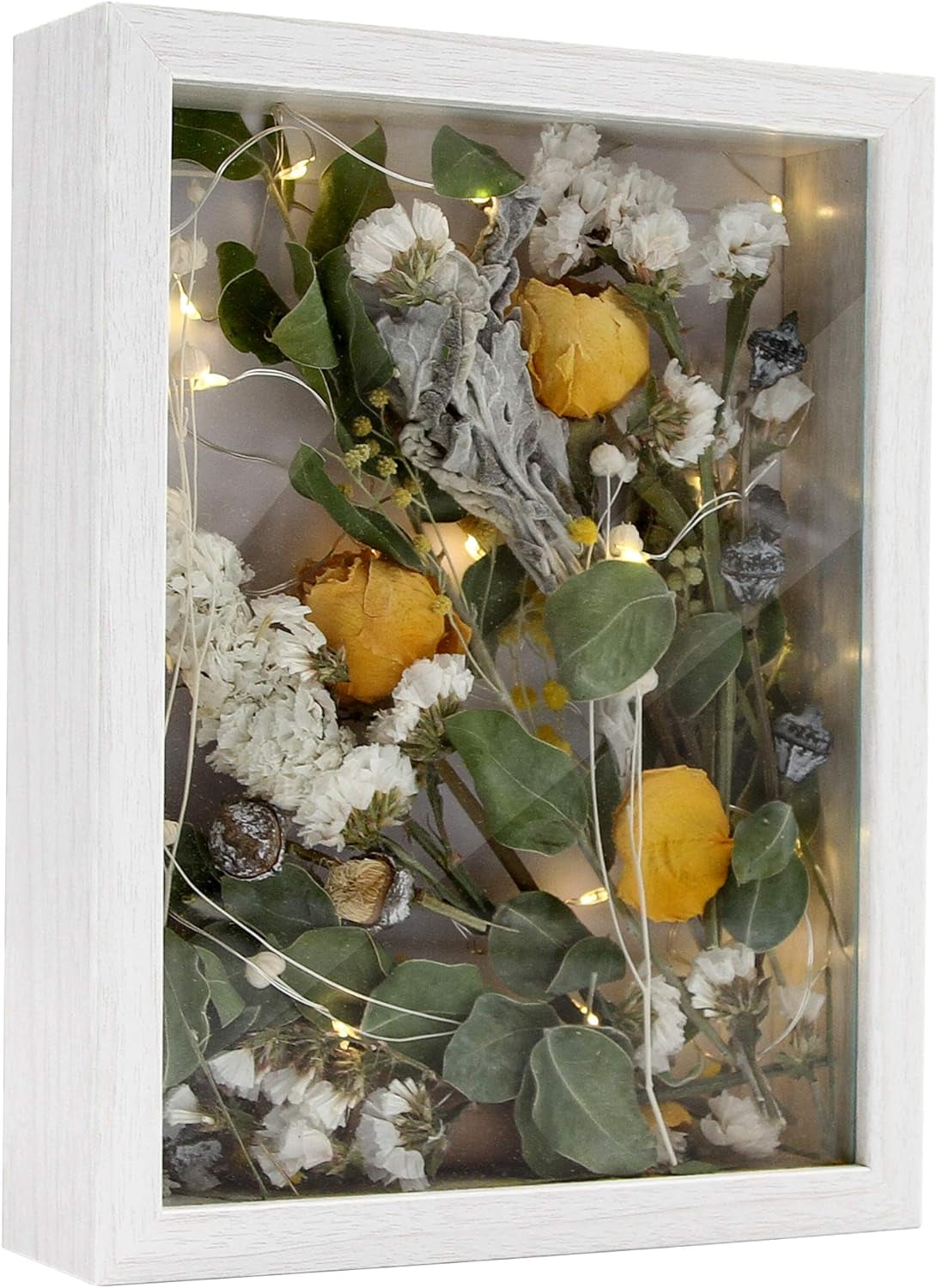 Shadow Box Frame 5X7 6X8, Pet Memorial Shadow Box, Deep Display Cases White 5X7 Picture Frames Desk Wall Mount Wooden, Birthday Wedding Gift for Family Friends, Set of 2