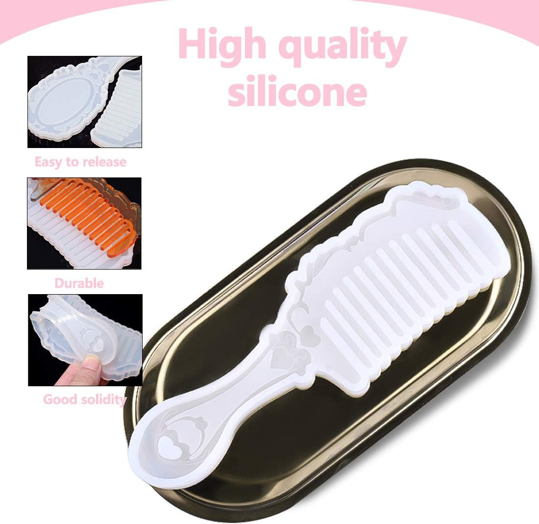 2Pcs Comb Resin Molds for Resin, Silicone Resin Comb Silicone Molds, DIY Hand Craft Resin Molds for Epoxy Resin, Crystal Comb Silicone Molds Jewelry Silicone Molds Handmade Tool