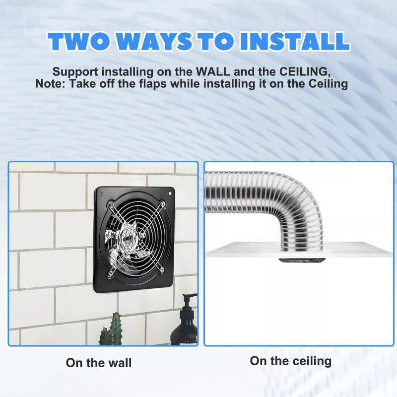 8 Inch Exhaust Fan Ventilation Extractor Fan 110V Wall-Mounted Blower Duct Fan