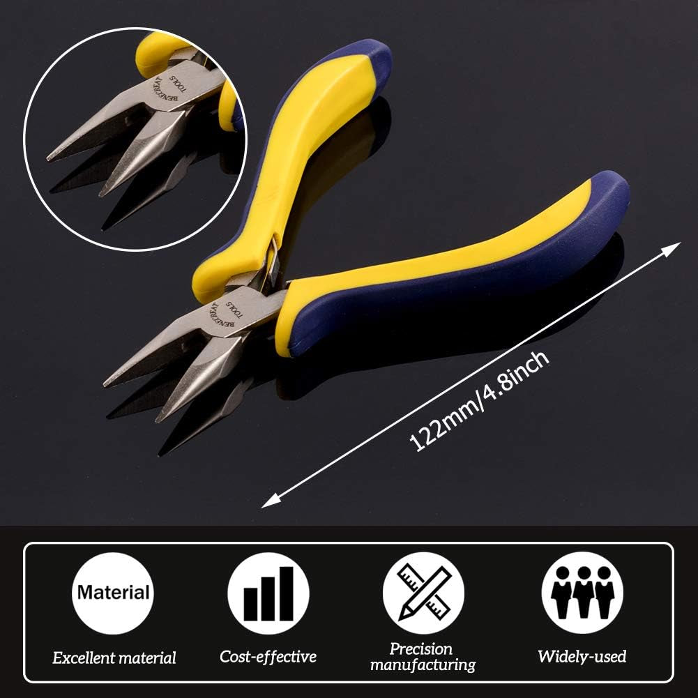 5 Inch Bent Nose Pliers with Comfort Rubber Grip for Jewelry Making, Handcraft Making