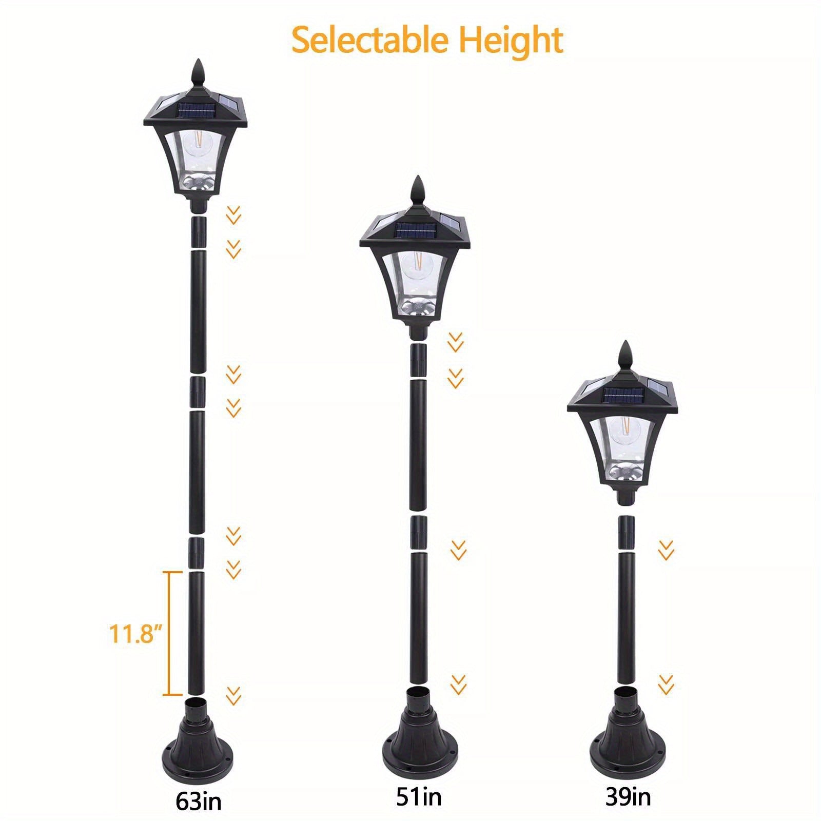 63in Solar Lamp Post Lights Outdoor Vintage Street Lights for Lawn Pathway