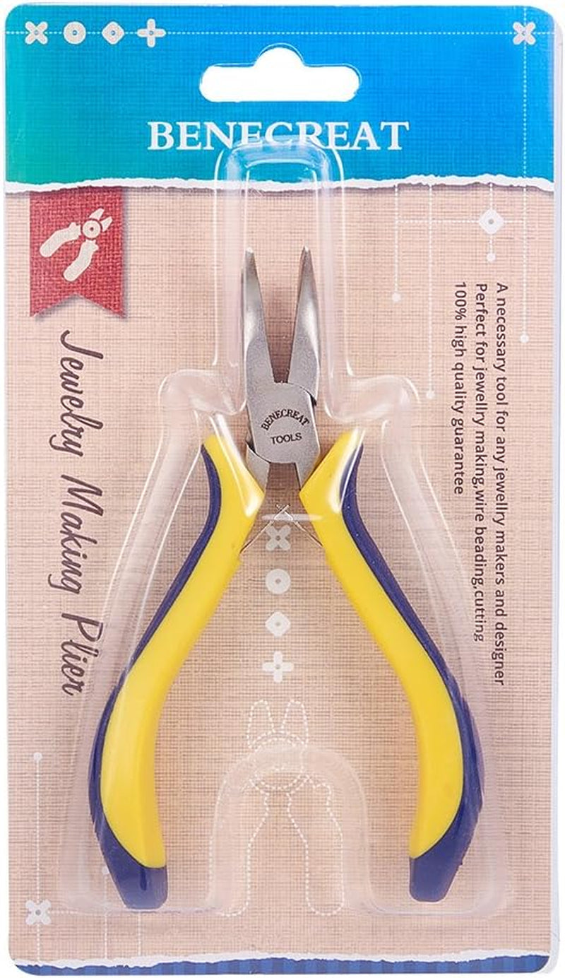 5 Inch Bent Nose Pliers with Comfort Rubber Grip for Jewelry Making, Handcraft Making