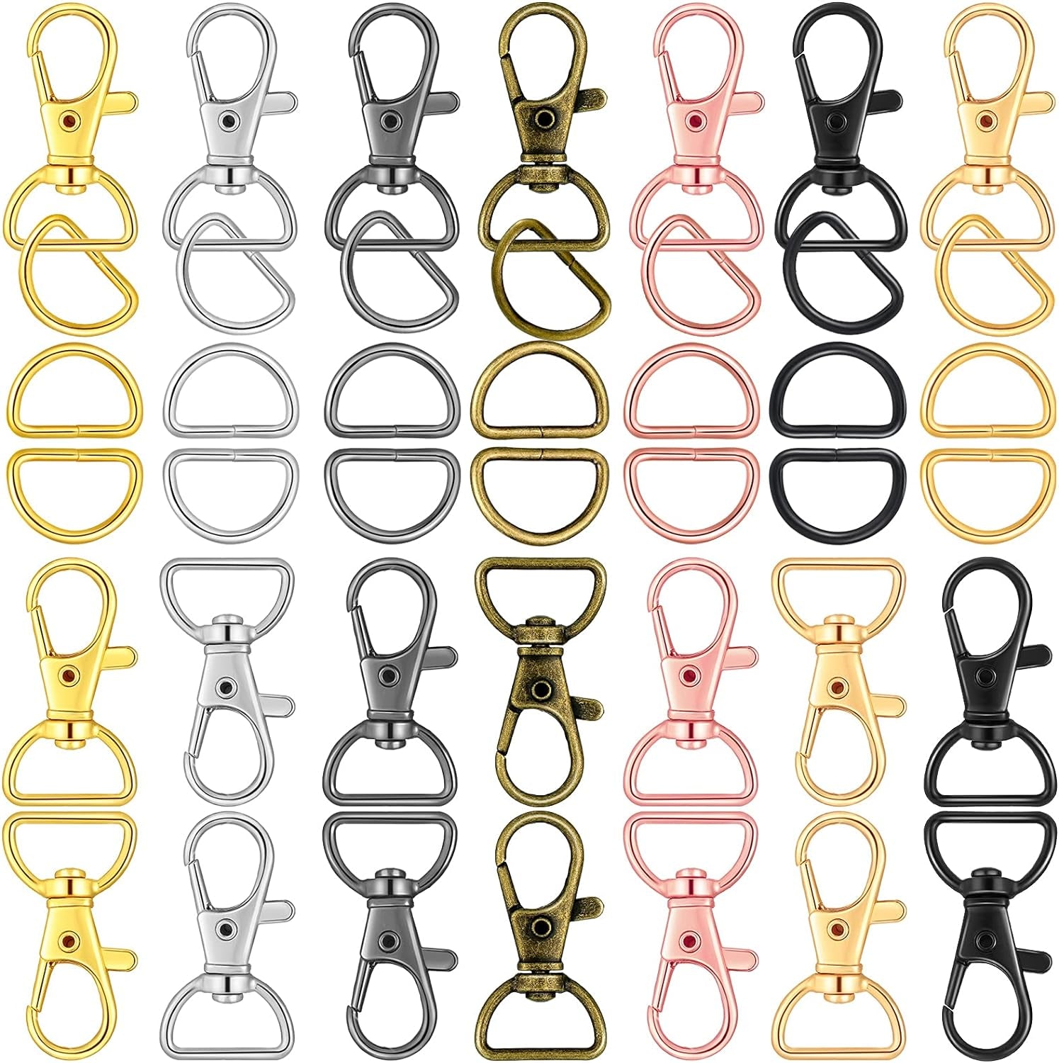 70 Pieces Keychain Rings Purse Hardware Swivel Clasp Lobster Claw Clasps for Keychains Key Chain Rings D Rings for Purse for Purses Keychain Lanyard Handbags (Mixed Color,20 Mm)