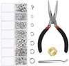 1500 Pieces Jump Rings with Lobster Clasps and Jewelry Pliers for Jewelry Making Supplies Findings and Necklace Earring Repair (Silver)