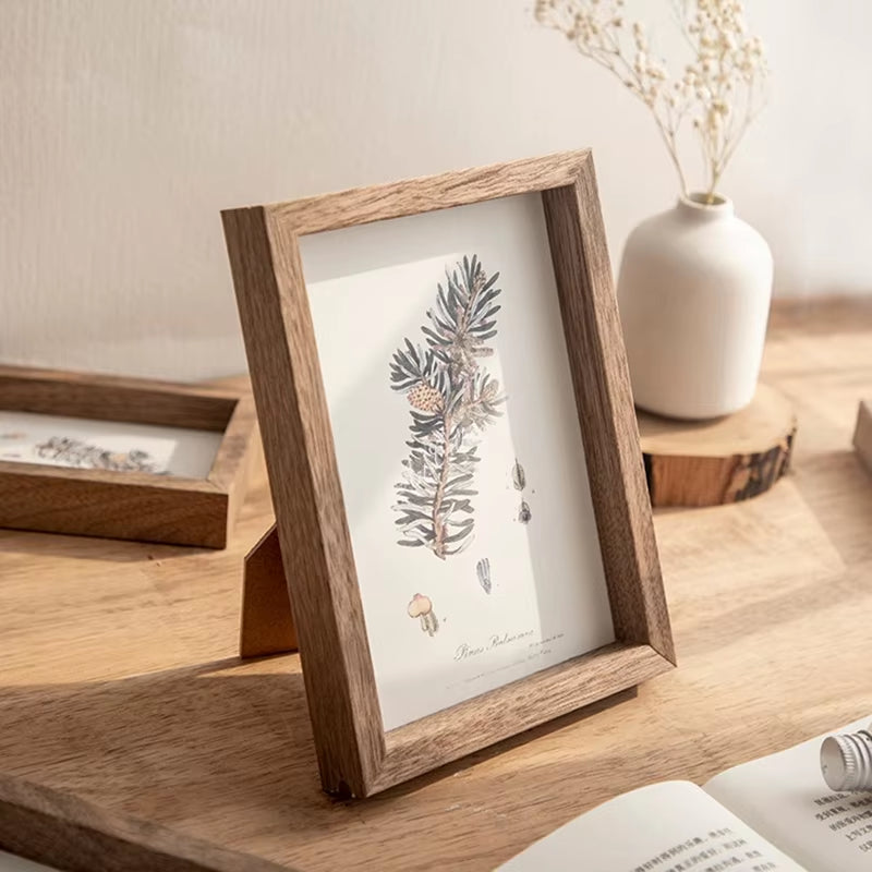 Wooden Photo Frame Picture Frames Shadow Box Frame Wall Photo Card Holder Certificate Specimen Dry Flower Holder Desktop Decor