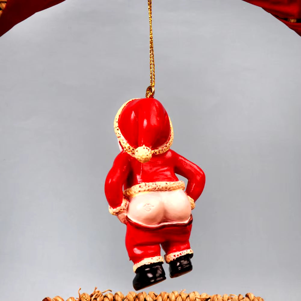 Playful Santa Claus Resin Pendant Naked Butt Santa Christmas Ornaments Chirstmas Tree Hanging Pendants Xmas Decoration for Home